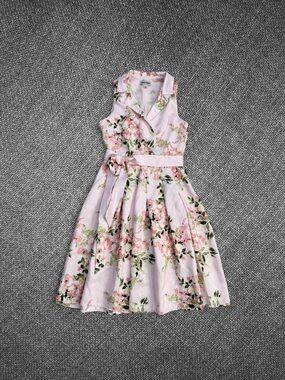 Shelby & Palmer Pink Floral Sleeveless Collared Belted Dress Size 6